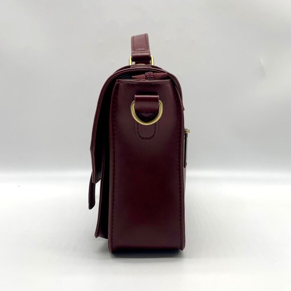 Ecosusi Burgundy Vegan Leather Top Handle Briefcase Satchel - Picture 3 of 10